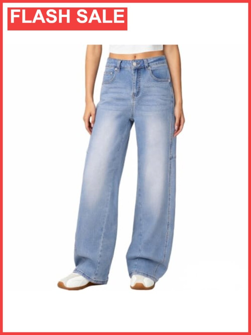 Wide Leg High Waisted Baggy Barrel Denim Jeans Loose Fit YKK Zip